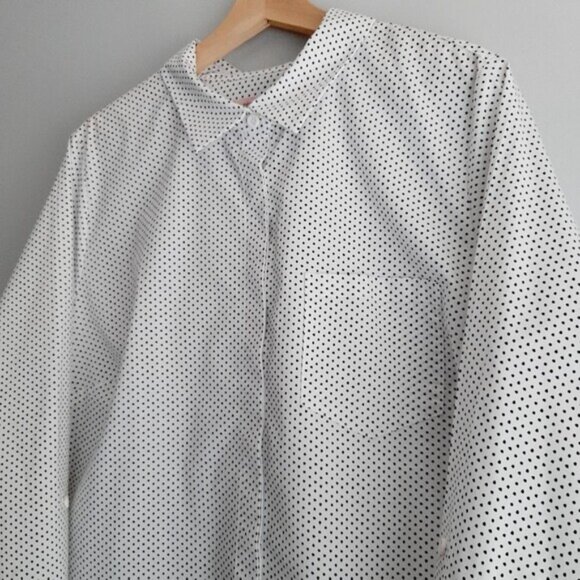 IN EVERY STORY Penningtons Utility Sleeve Button Down Shirt Polka Dot B&W Sz 1X - Picture 7 of 16